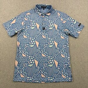 Bad Birdie Polo Shirt Mens Small Blue Geometric Mandalay Bay Golf Short Sleeve